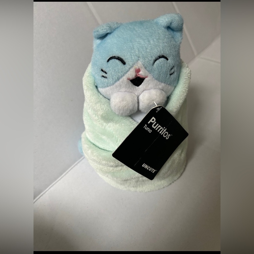 Uncute Purritos Tuna Blue Kitty Cat in Blanket Stuffed Animal Plush 7" NWT